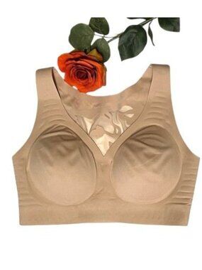 Rhonda Shear Gel Bra w/Floral Mesh Back LARGE